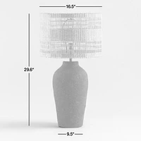 Corfu Tall Black Earthenware Table Lamp with Woven Shade
