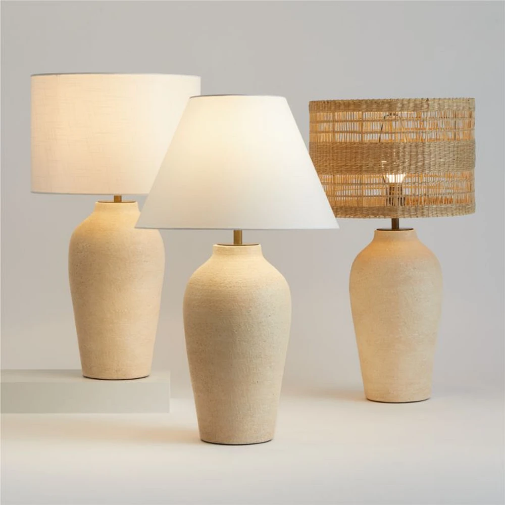 Corfu Tall Earthenware Table Lamp with Drum Shade