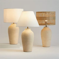 Corfu Tall Earthenware Table Lamp with Drum Shade