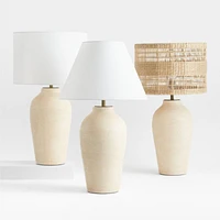 Corfu Tall Earthenware Table Lamp with Drum Shade