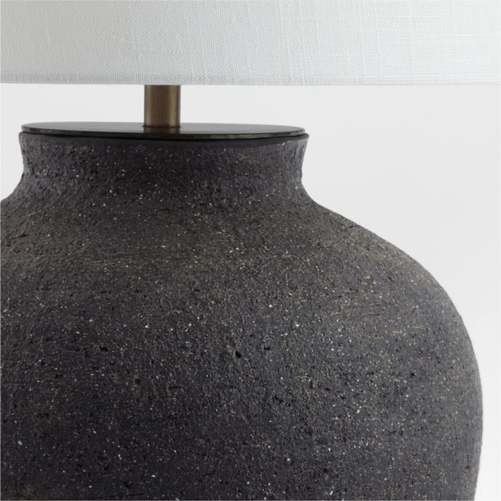 Corfu Black Table Lamp with Linen Drum Shade 26.6"