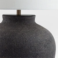 Corfu Black Table Lamp with Linen Drum Shade 26.6"
