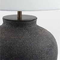 Corfu Black Table Lamp with Linen Taper Shade 26.6"