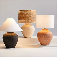 Corfu Black Table Lamp with Linen Taper Shade 26.6"