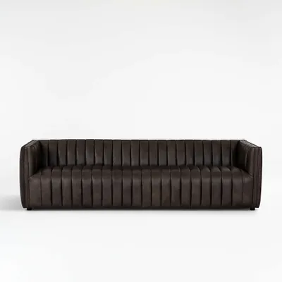 Cosima Leather Channel Tufted Sofa