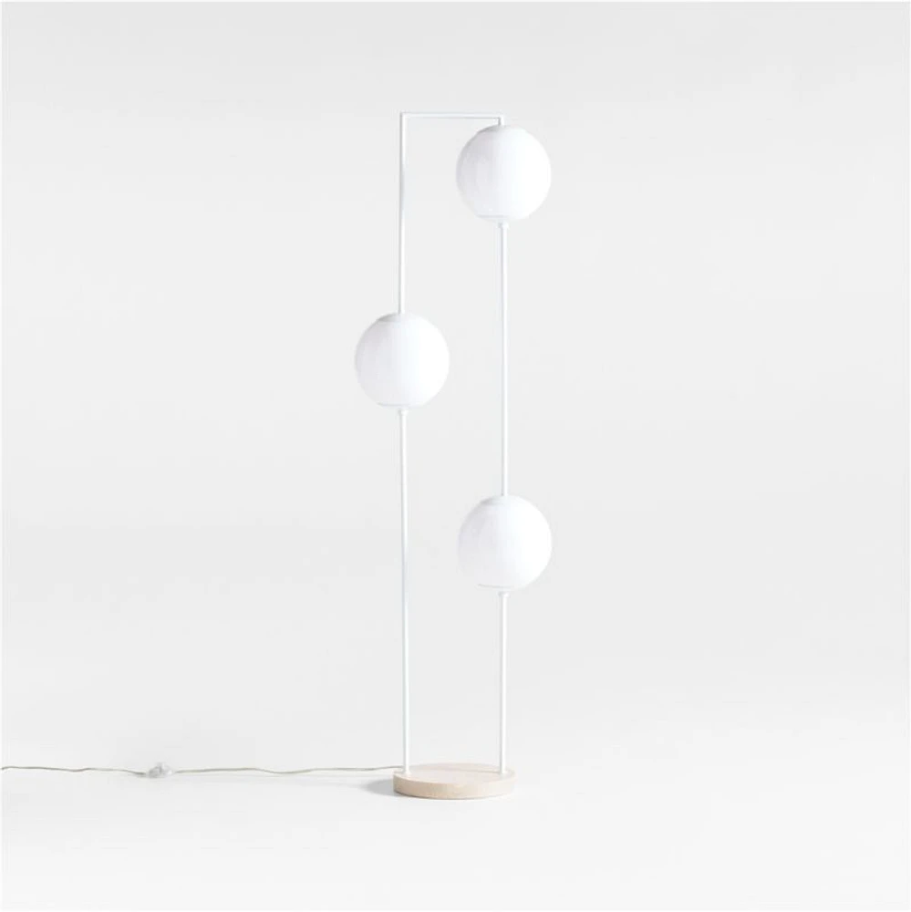 Cosmos White Metal Kids Floor Lamp with Wood Base