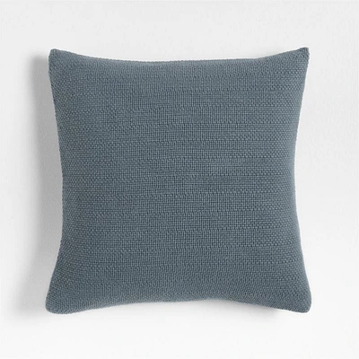 Organic Cotton Basketweave 20x20 Blue Throw Pillow Cover