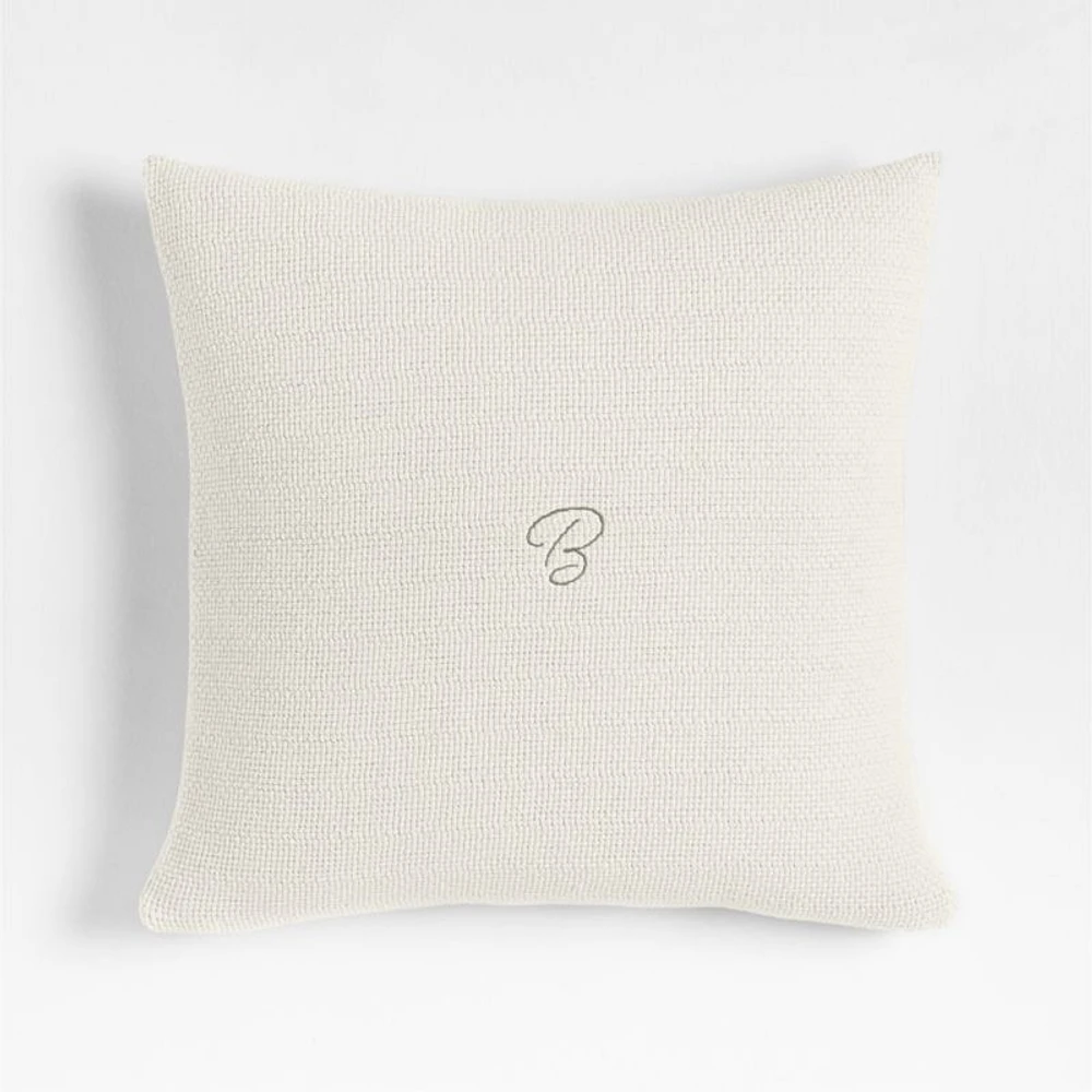 Organic Cotton Basketweave 20x20 Travertine Beige Throw Pillow Cover
