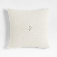Organic Cotton Basketweave 20x20 Travertine Beige Throw Pillow Cover