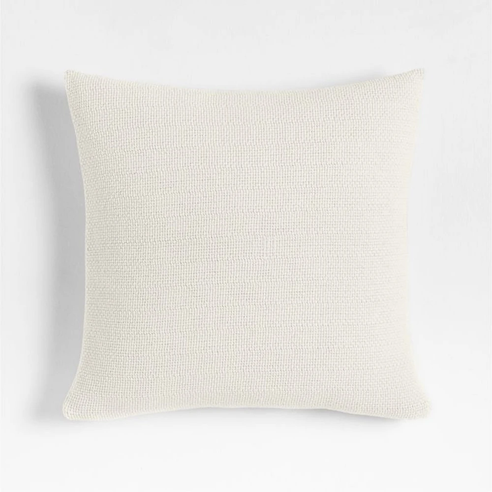 Organic Cotton Basketweave 20x20 Travertine Beige Throw Pillow Cover