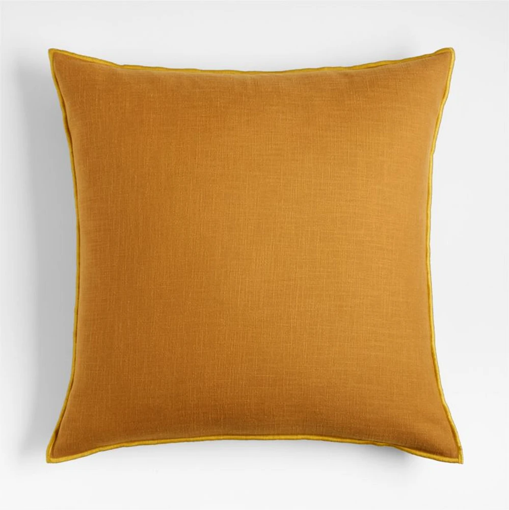 Amber 23x23 Merrow Stitch Organic Cotton Throw Pillow with Feather Insert