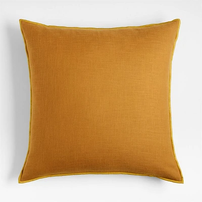 Amber 23x23 Merrow Stitch Organic Cotton Throw Pillow with Feather Insert