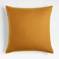 Amber 23x23 Merrow Stitch Organic Cotton Throw Pillow with Feather Insert