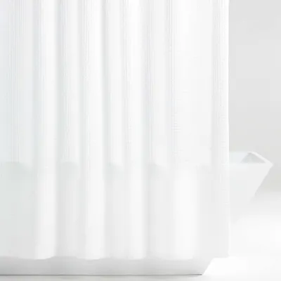 Organic Cotton Waffle White Shower Curtain