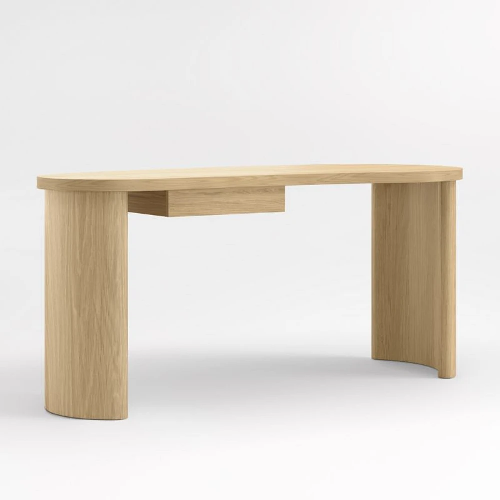 Courbe Curved Wood Desk with Drawer