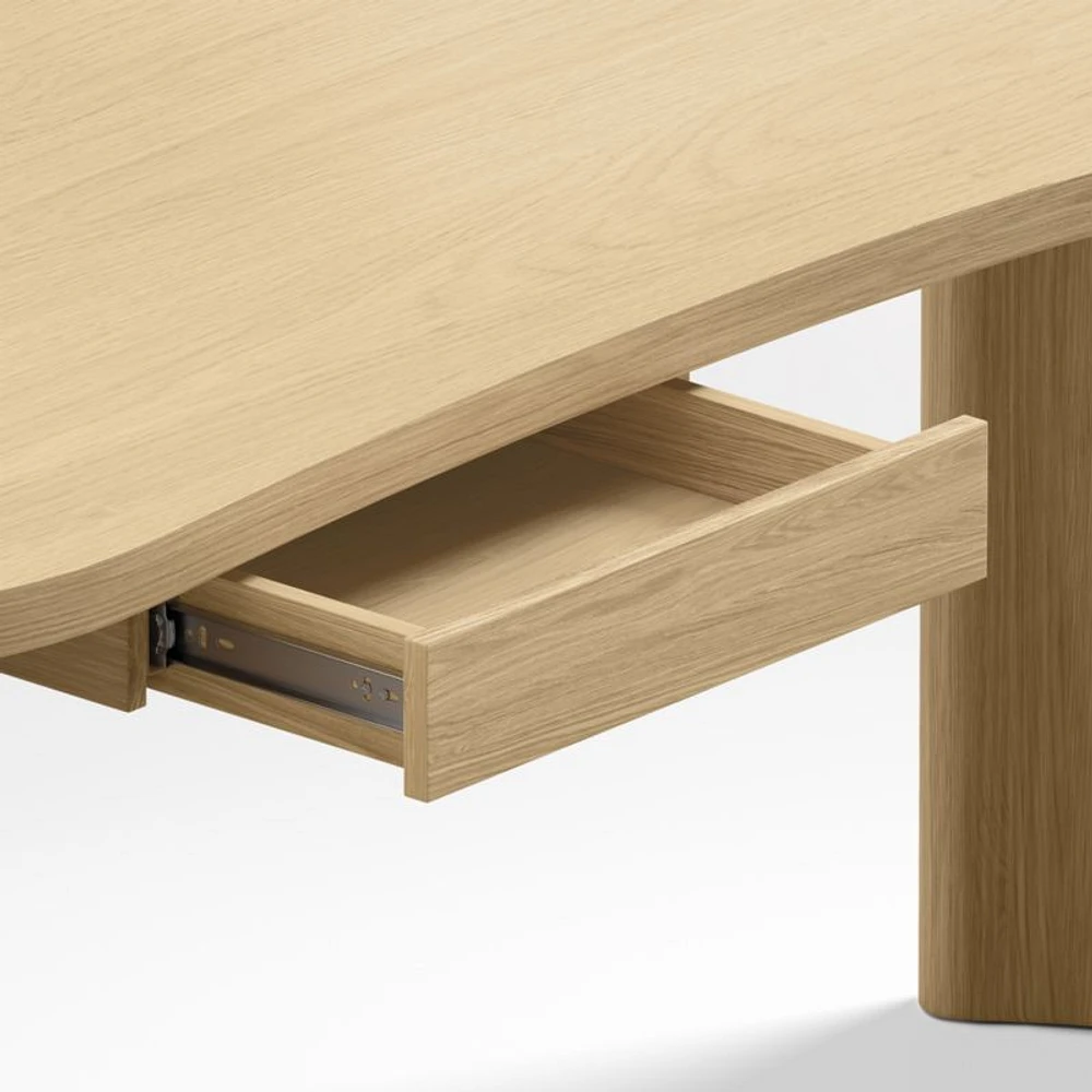 Courbe Curved Wood Desk with Drawer