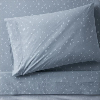 Cozy Cloud Twinkle Mist Blue Washed Organic Cotton Twin Kids Sheet Set