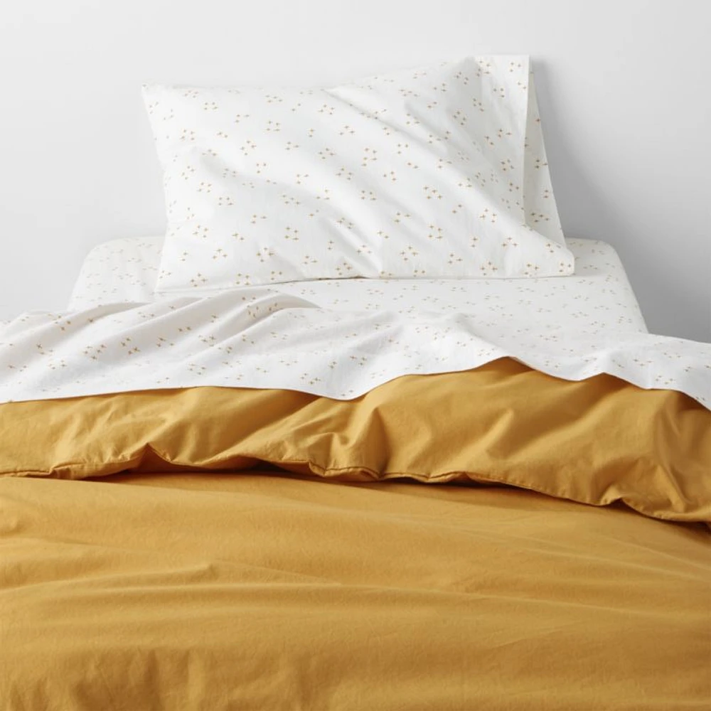 Cozy Cloud Twinkle Savannah Yellow Washed Organic Cotton Toddler Sheet Set