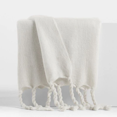 Cozy Fringe 70"x55" Arctic Ivory Throw Blanket
