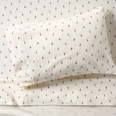Cozysoft Organic Flannel Ink Black Reindeer Twin/Twin XL Bed Sheet Set