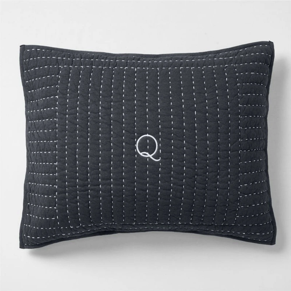 Cozysoft Organic Cotton Jersey Midnight Navy Standard Quilted Bed Pillow Sham