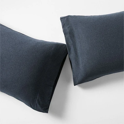 Cozysoft Organic Cotton Jersey Midnight Navy Standard Pillowcases, Set of 2