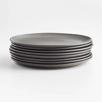 Craft Charcoal Flat Dinner Plates, Set of 8