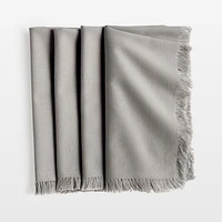 Craft Light Grey Organic Cotton Fringe Napkins, Set of 4