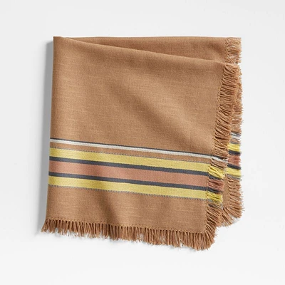 Craft Striped Brown Organic Cotton Fringe Napkin