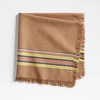 Craft Striped Brown Organic Cotton Fringe Napkin