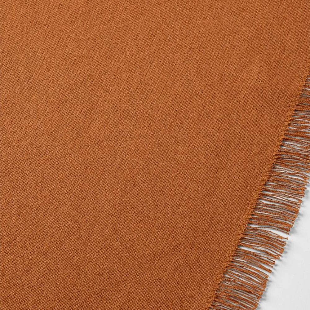 Craft 120" Almond Brown Organic Cotton Fringe Table Runner