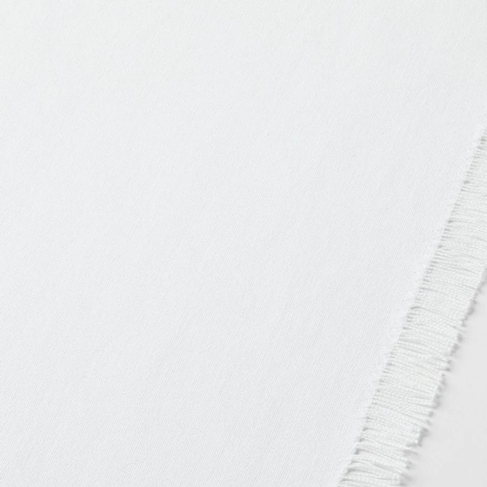 Craft 120" Crisp White Organic Cotton Fringe Table Runner