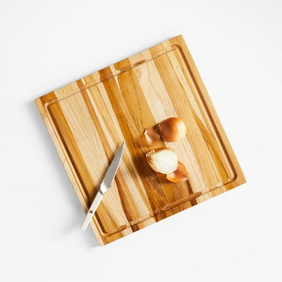 Crate & Barrel Reversible Teak Wood Cutting Board 16"x16"x0.75"