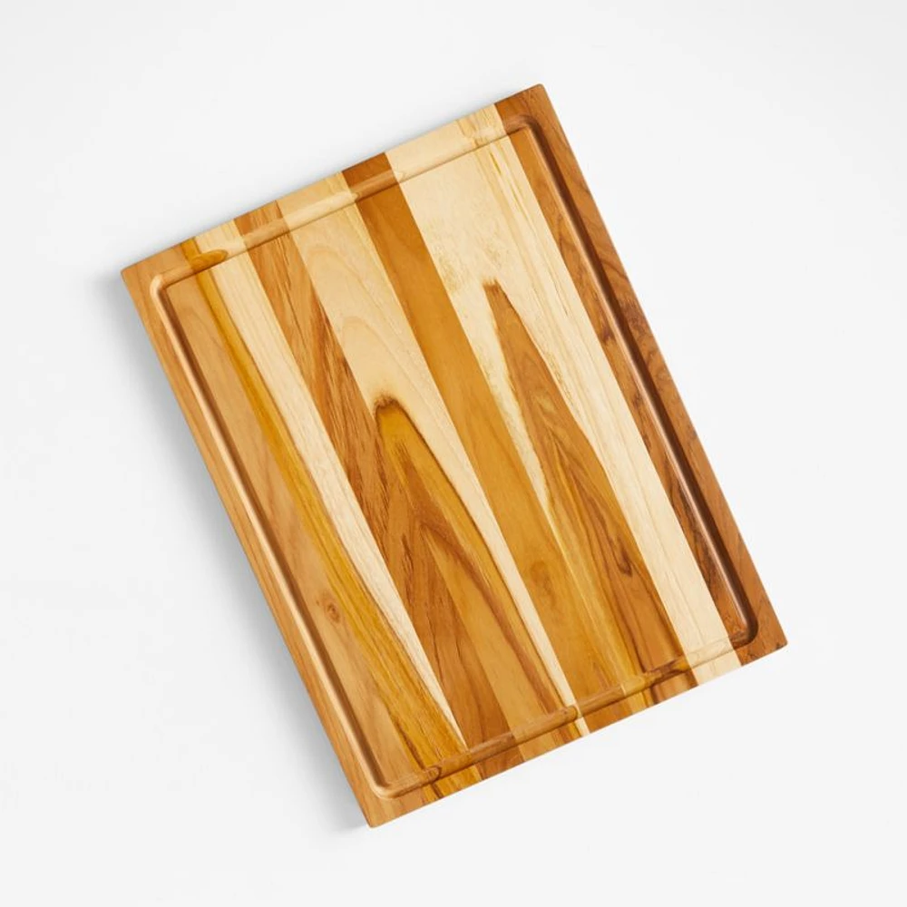 Crate & Barrel Reversible Teak Wood Cutting Board 20"x15"x0.75"