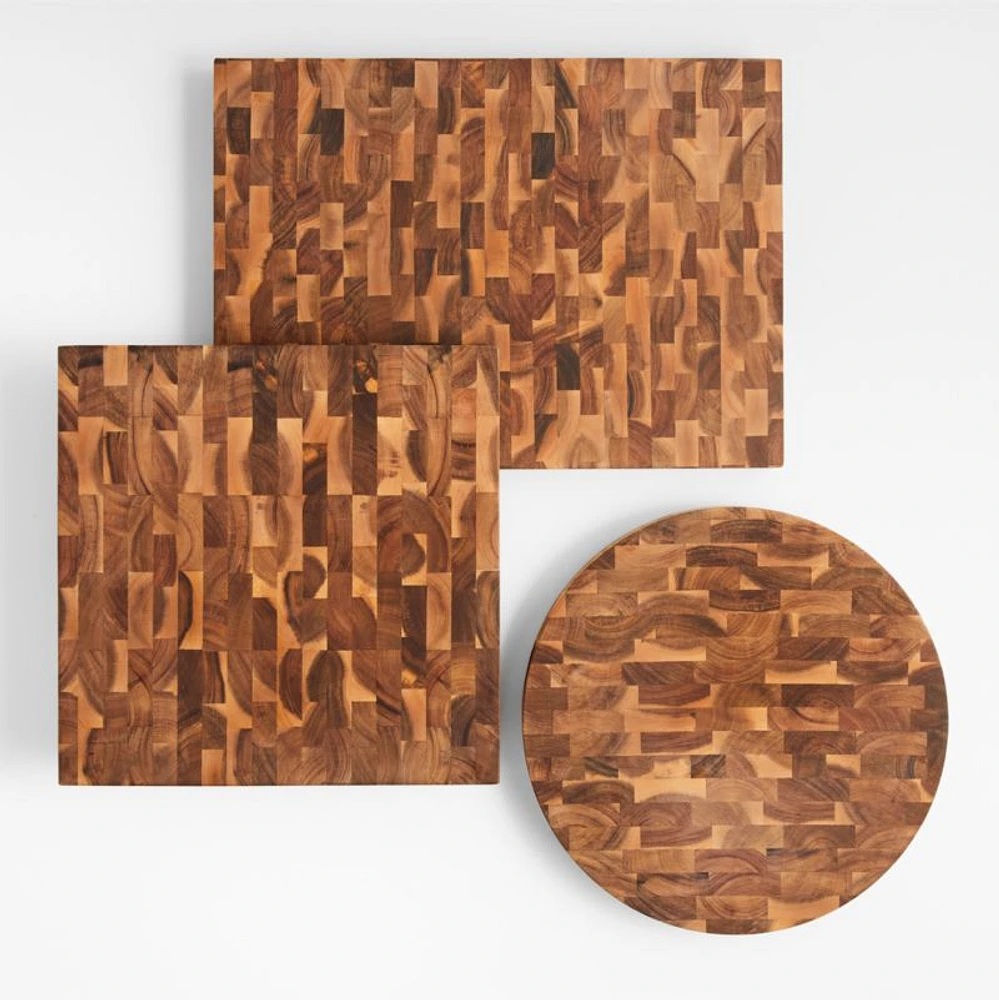 Crate & Barrel Rectangular Acacia End-Grain Cutting Board