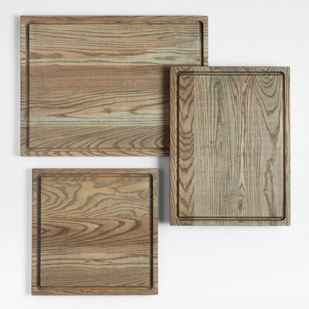 Crate & Barrel Grey Wash Face-Grain Cutting Board 16"x16"x0.75"