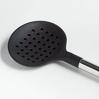 Crate & Barrel Black Silicone and Stainless Steel Slotted Spoon