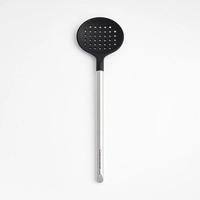 Crate & Barrel Black Silicone and Stainless Steel Slotted Spoon