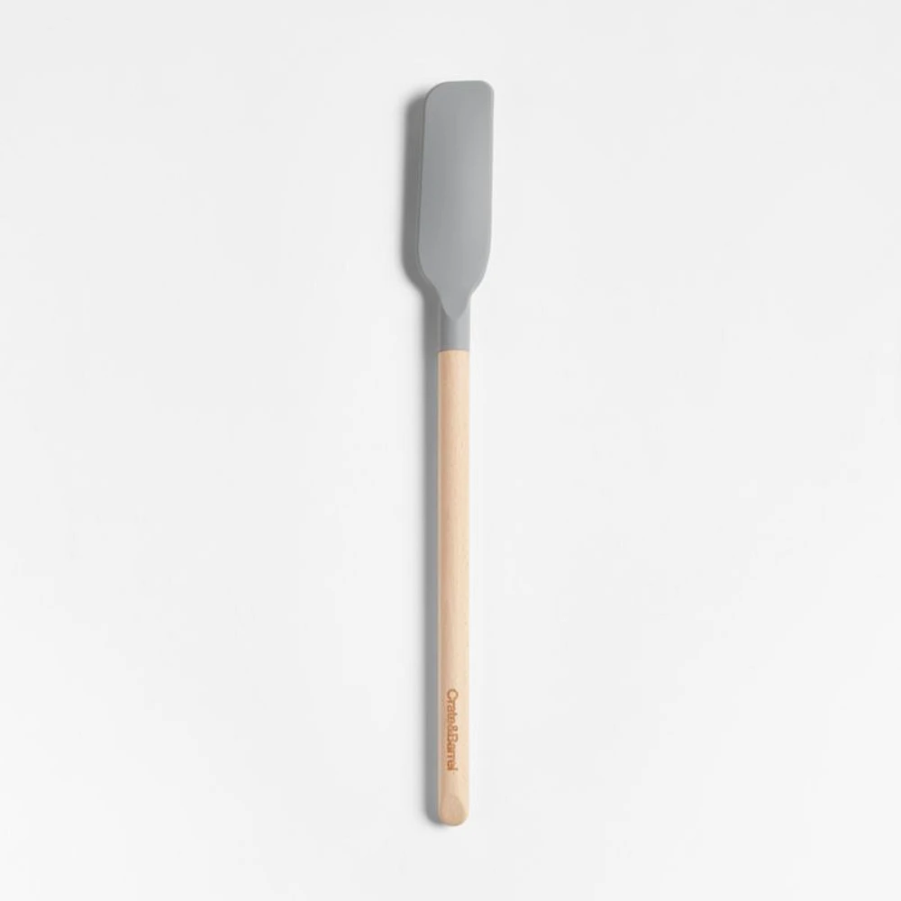 Crate & Barrel Wood and Grey Silicone Jar Scraper