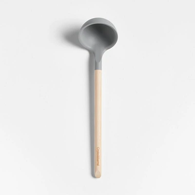 Crate & Barrel Wood and Grey Silicone Ladle