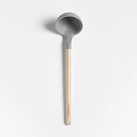Crate & Barrel Wood and Grey Silicone Ladle