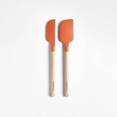 Crate & Barrel Sienna Silicone and Wood Mini Spatulas, Set of 2