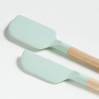 Crate & Barrel Wood and Mint Silicone Mini Spatulas, Set of 2