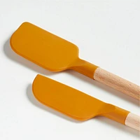 Crate & Barrel Wood and Yellow Silicone Mini Spatulas, Set of 2