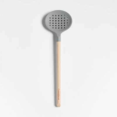 Crate & Barrel Wood and Silicone Slotted Spoon