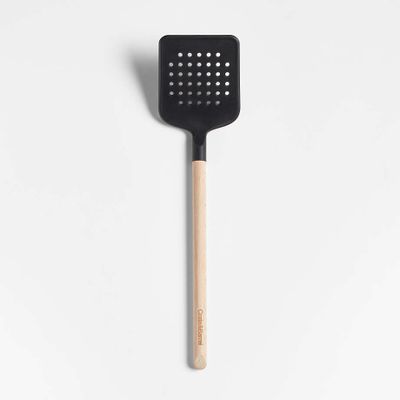 Crate & Barrel Silicone and Wood Slotted Turner