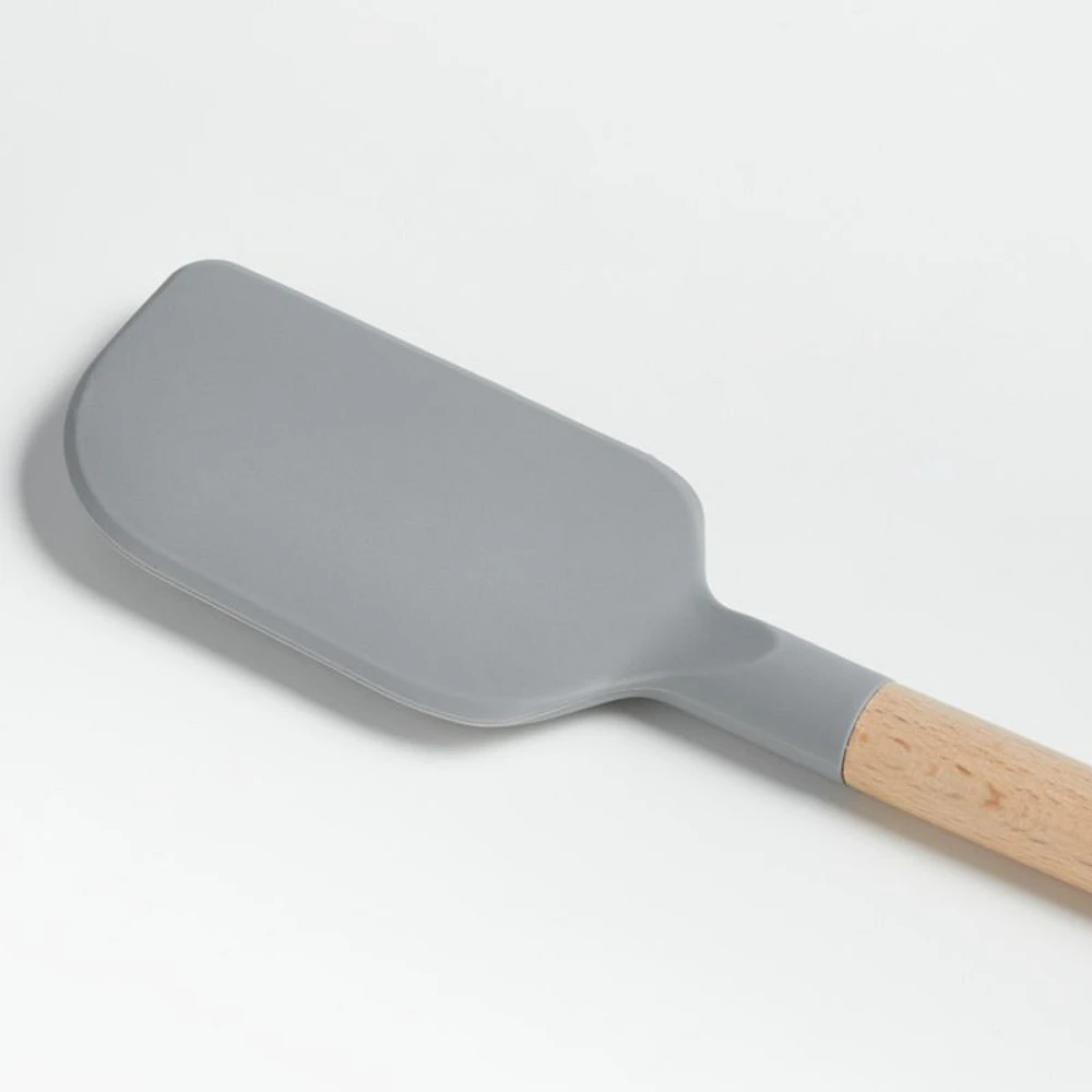 Crate & Barrel Wood and Grey Silicone Spatula
