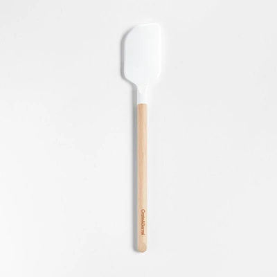 Crate & Barrel White Silicone and Wood Scraper Spatula