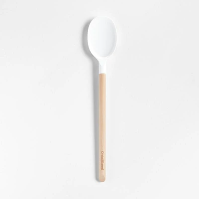 Crate & Barrel White Silicone and Wood Spoon