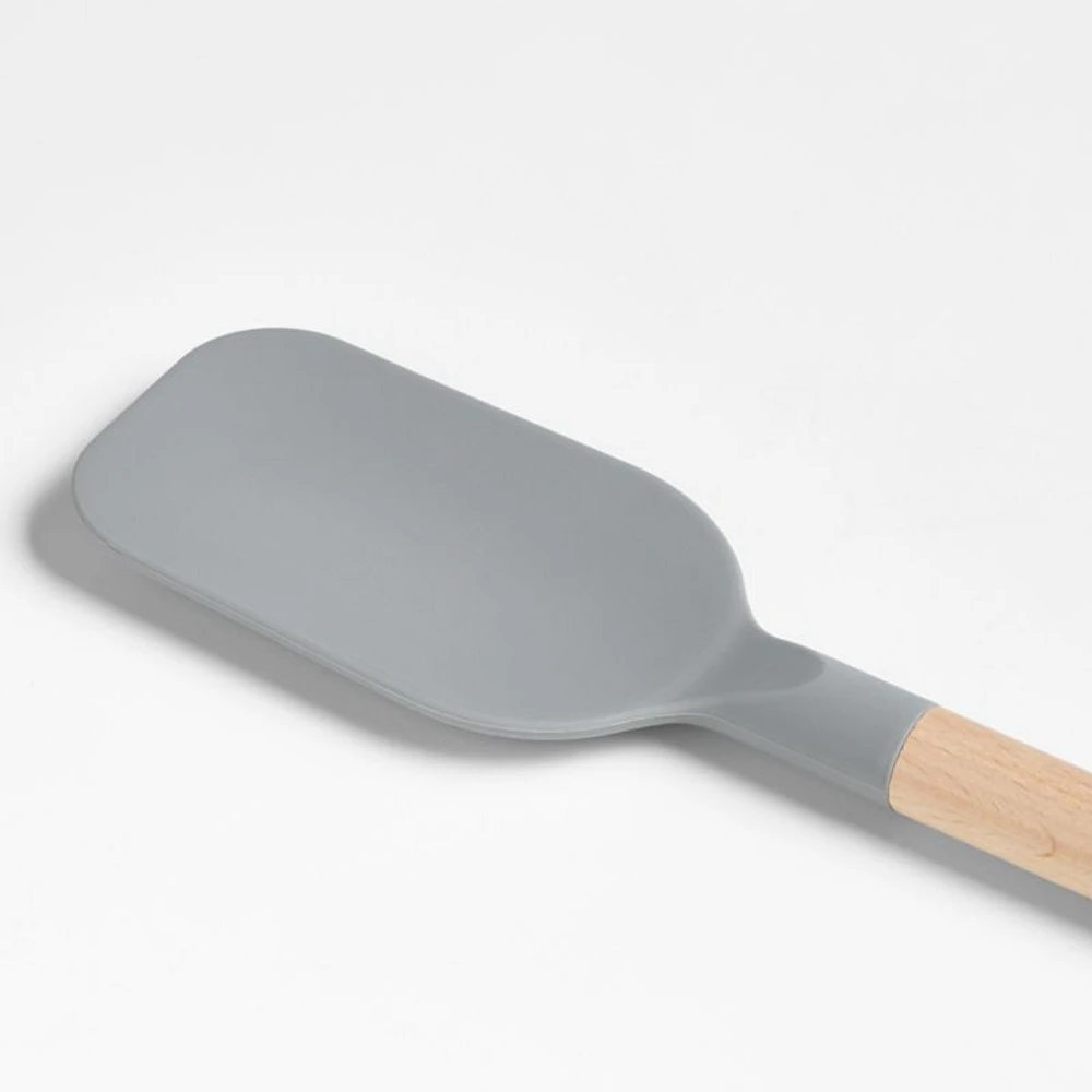 Crate & Barrel Wood and Grey Silicone Spoonula